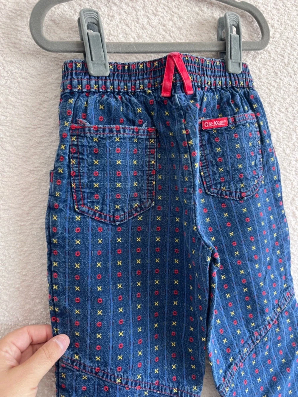 Osh Kosh B’Gosh Vintage Retro Toddler‎ Blue Denim X O Embroidered Jeans Size 3T